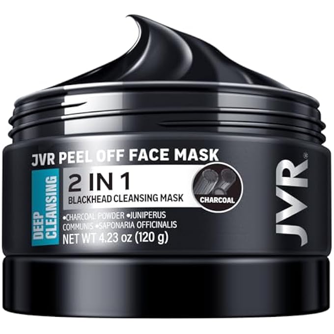 JVR BLACKHEAD REMOVER MASK, BAMBOO CHARCOAL PEEL OFF FACE MASKS FOR MEN, PURIFYING PORES, DEEP CLEANSING, FOR ALL SKIN TYPES 120ML - Image 1